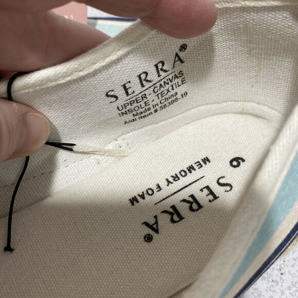 NWT Serra espadrilles blue & natural striped canvas flats slip on shoes US 9M - Picture 8 of 8